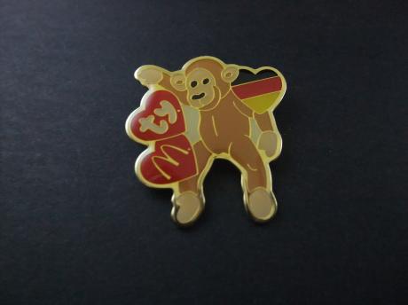 Mcdonalds Happy Meal Mini Ty Teenie Beanie Babies 1998 ( BONGO the Monkey) met Duitse vlag